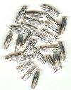 25 12x4mm Silver Plated Corrugated Oval Beads